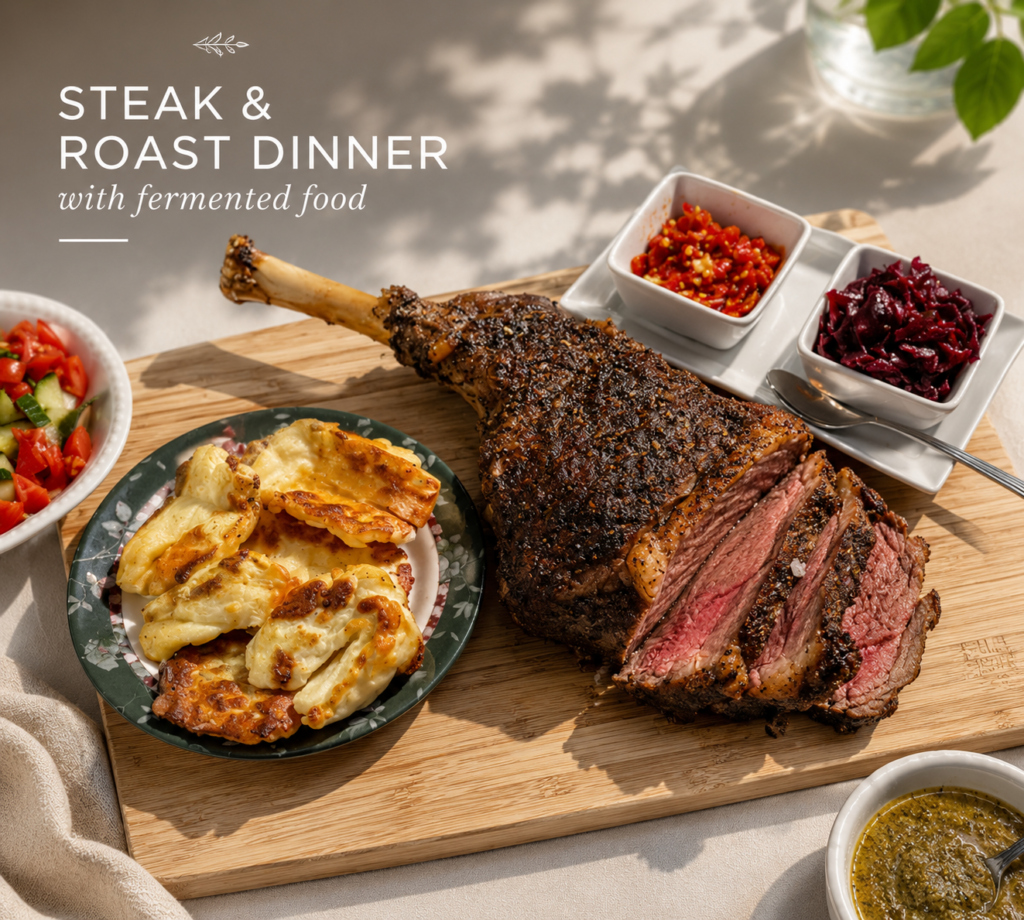 Home with roast dinner & steak
